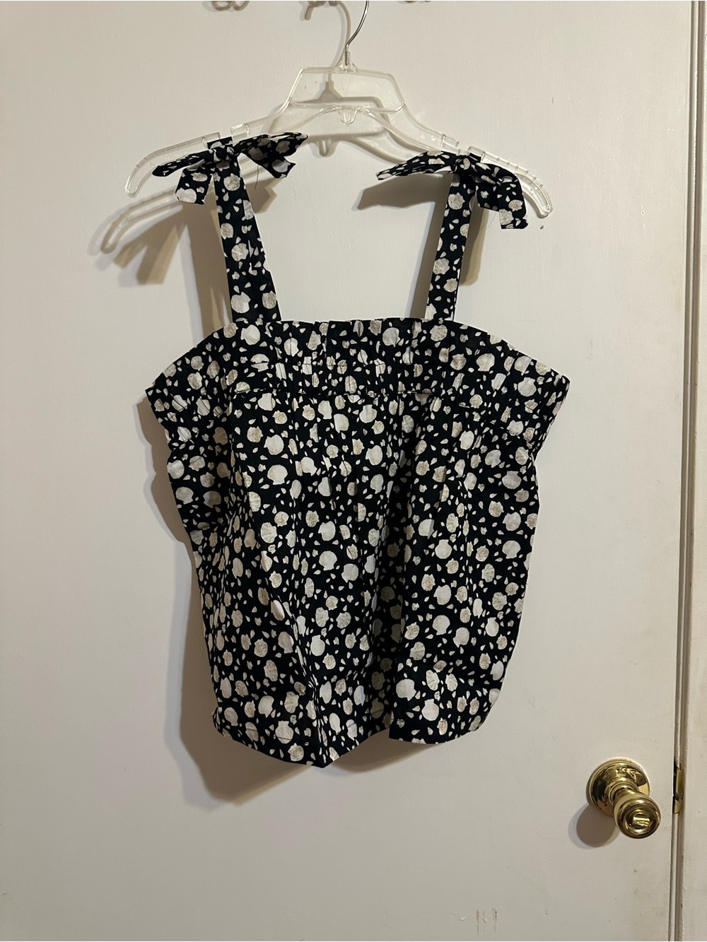 LOFT Black Floral Tie-Shoulder Camisole